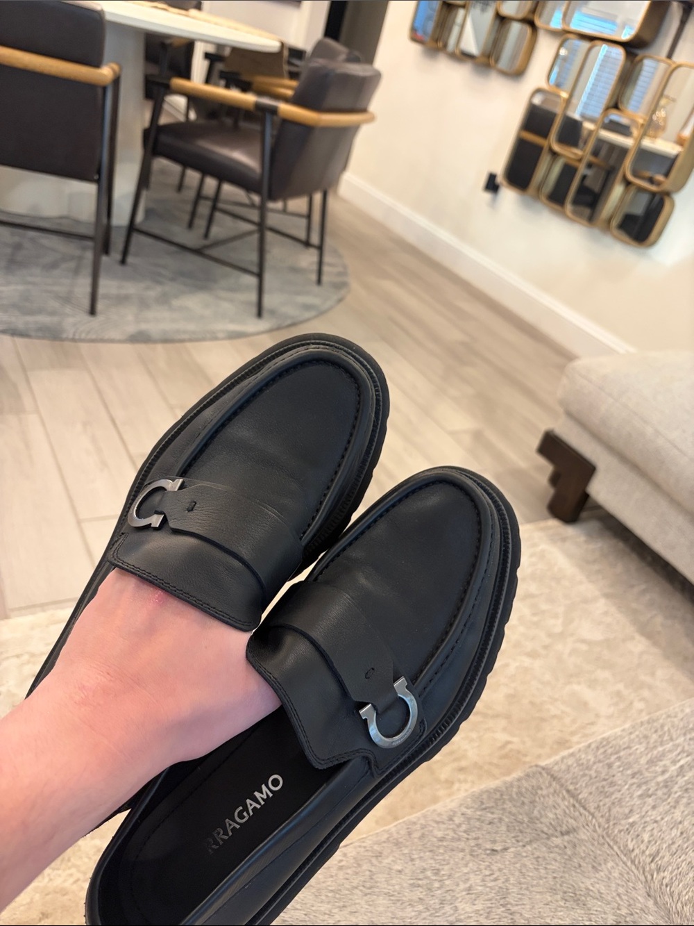 Ferragamo men’s Gancini lug-sole leather loafers in black calfskin - Picture 10 of 10